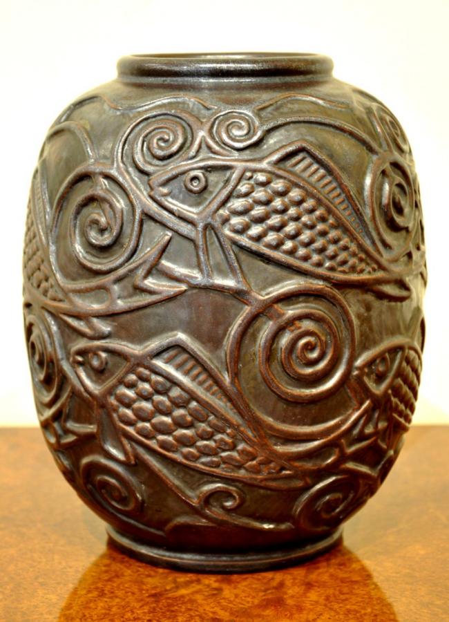 Mougin Nancy & Ventrillon-le Jeune Vase Sandstone Art Deco 1925-1930, More Informations...